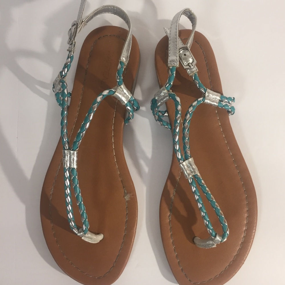 [Xapparel] shoes sandals blue silver 8